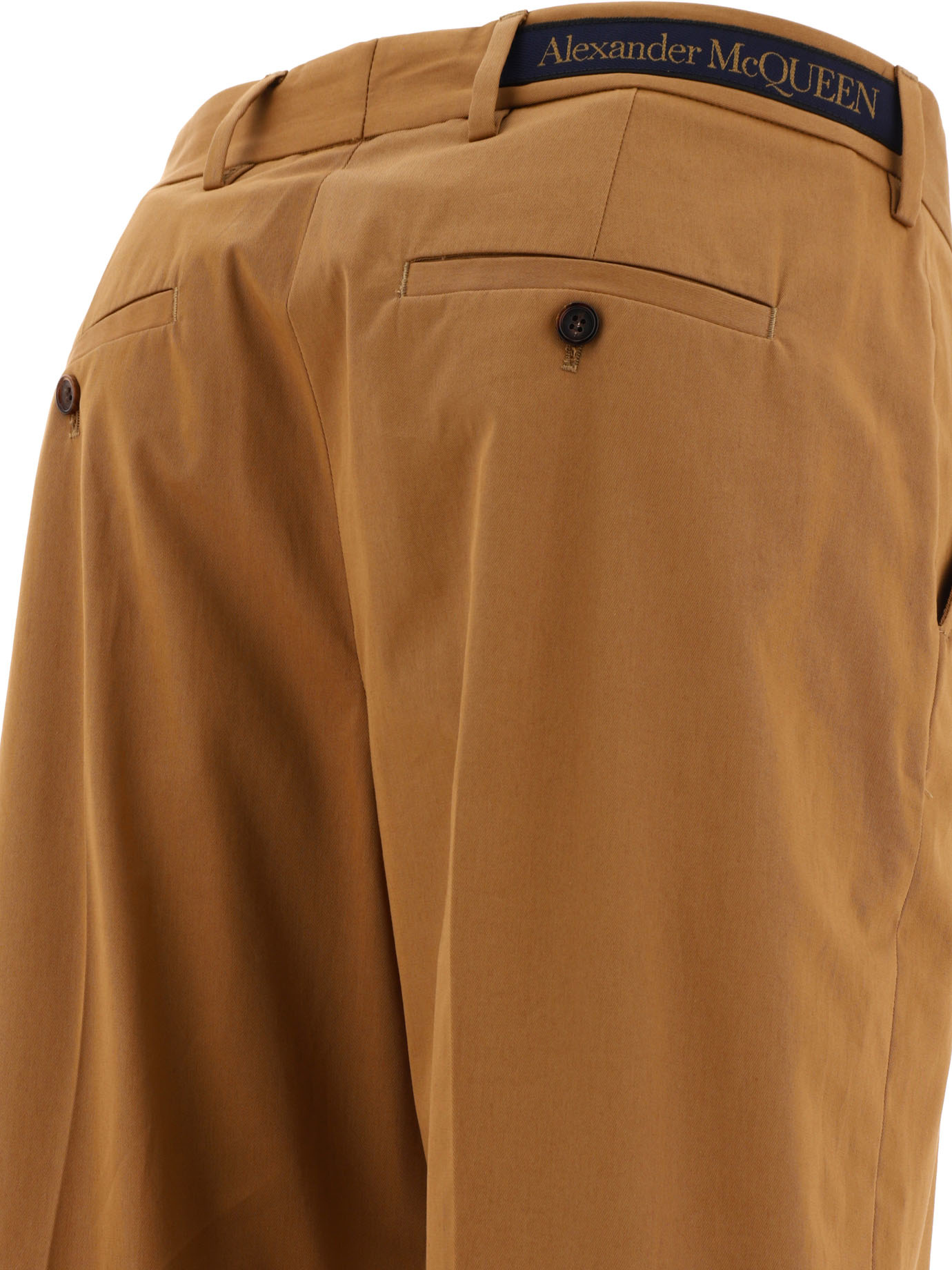 Alexander Mcqueen Tailored Trousers With Back Logo In Brown