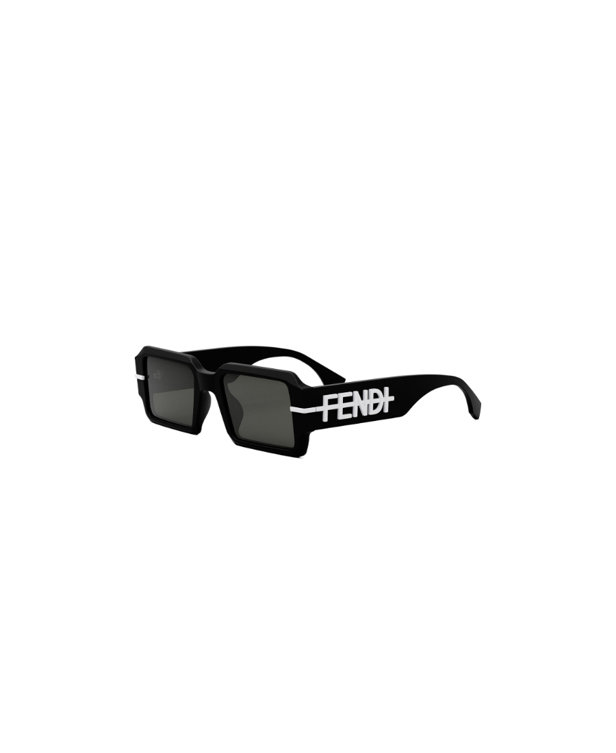 Fendi Graphy Acetate Rectangle Sunglasses In Black