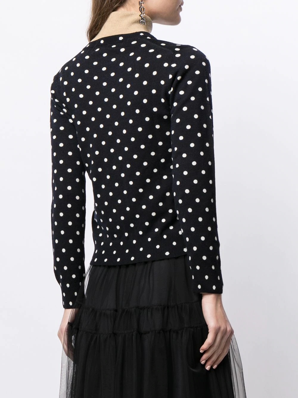 Comme Des Garçons Play Polka Dot-print V-neck Jumper In Black