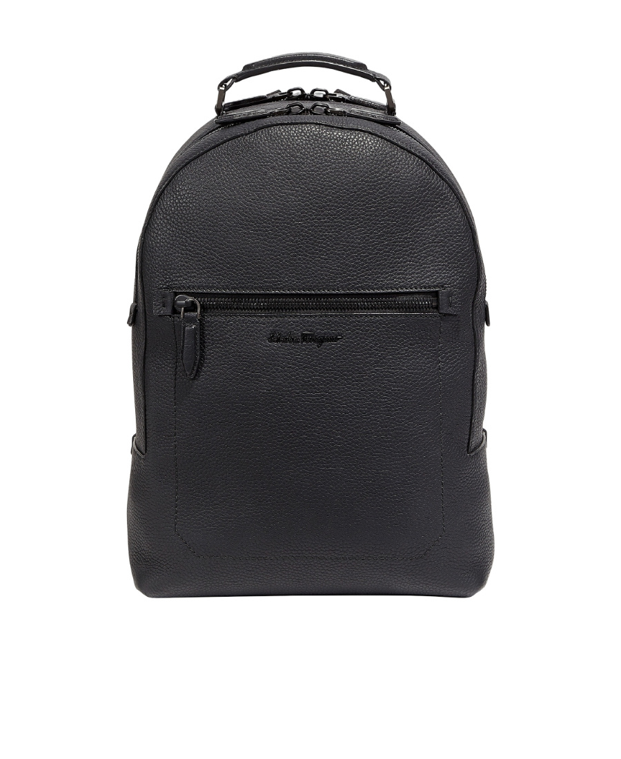 Shop Ferragamo Embroidered Logo Backpack In Black