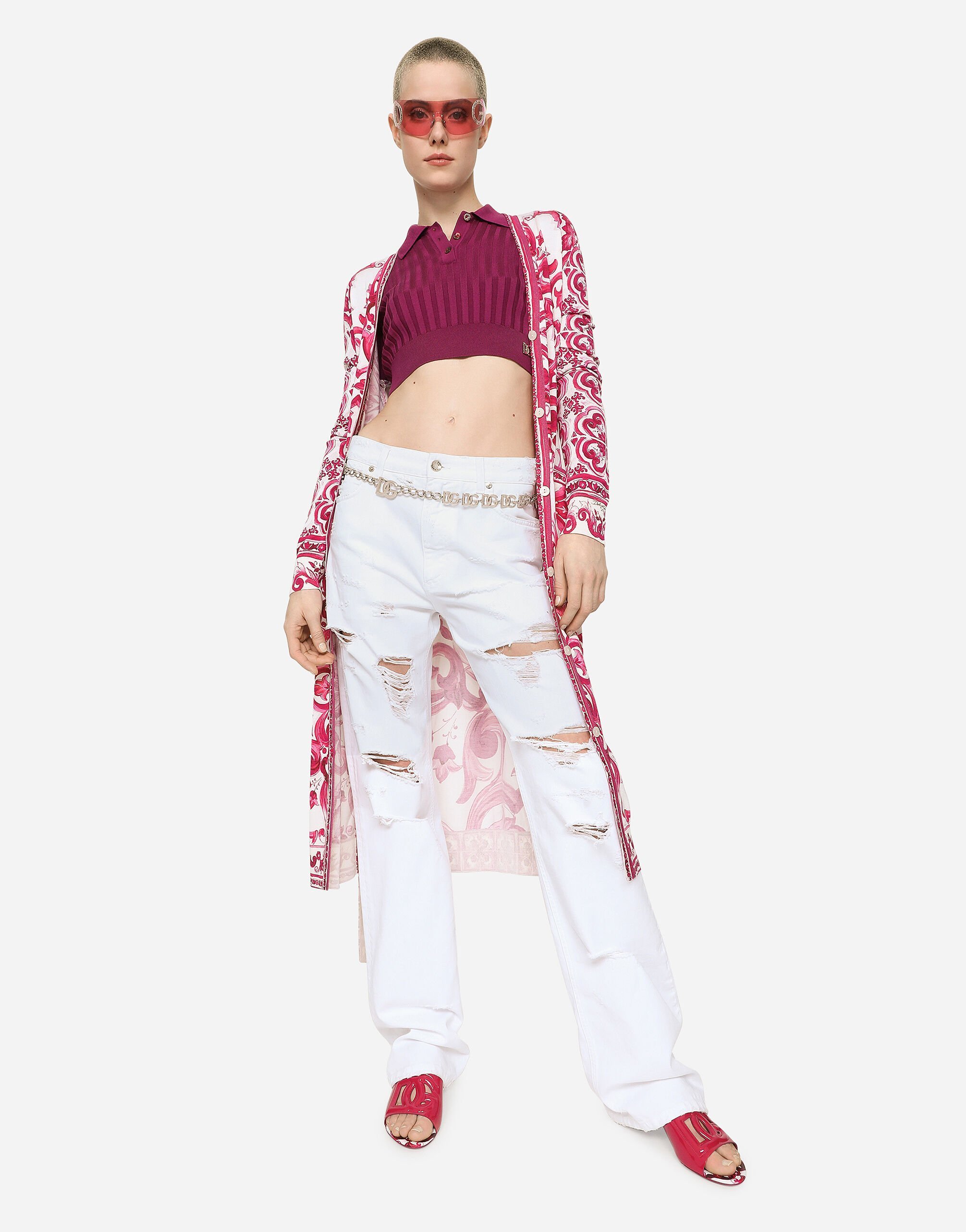 Dolce & Gabbana Destroyed-effect Cotton Denim 5-pocket High-rise Jeans In White