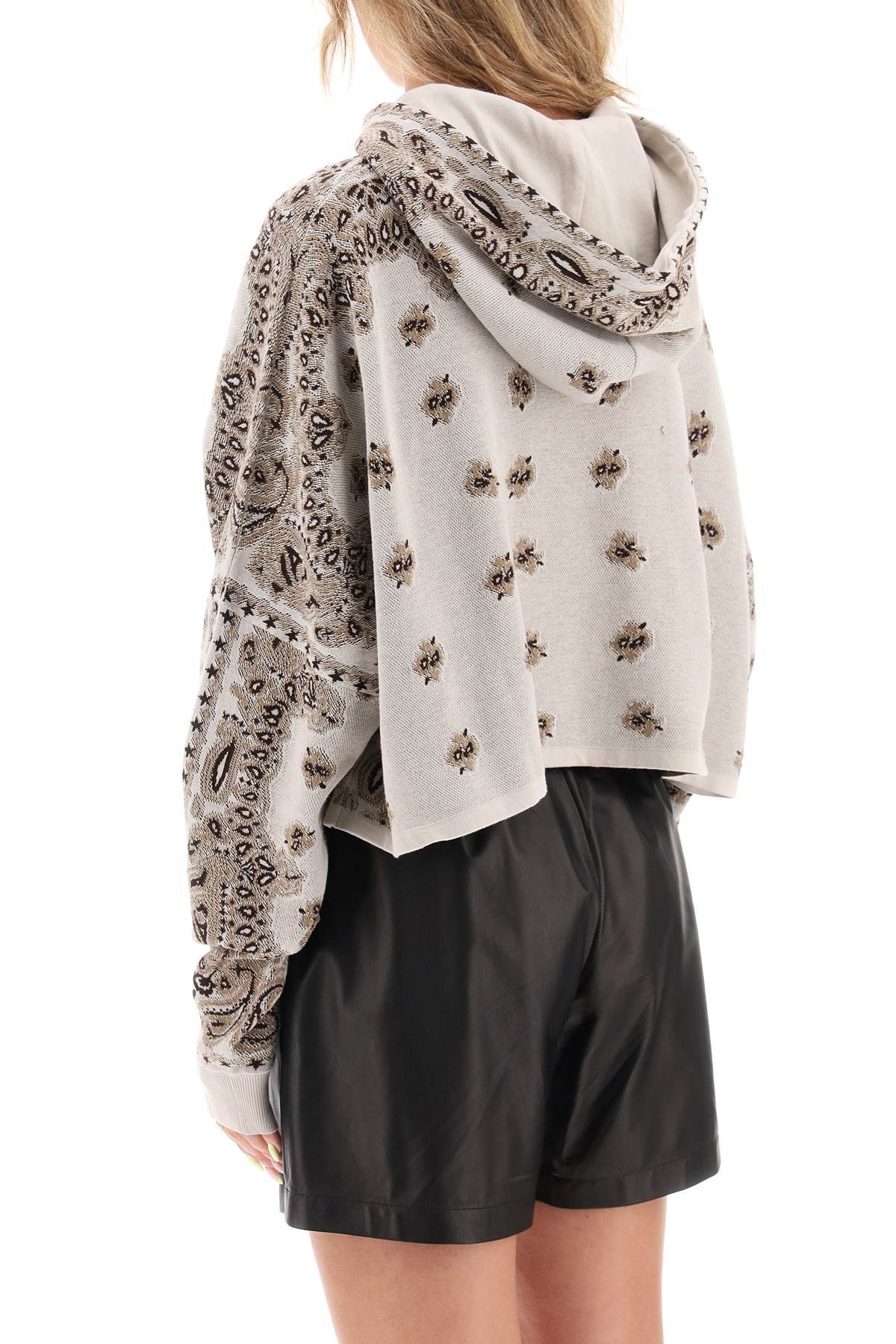 Amiri Knitted Cropped Hoodie With Bandana Motif In Nude