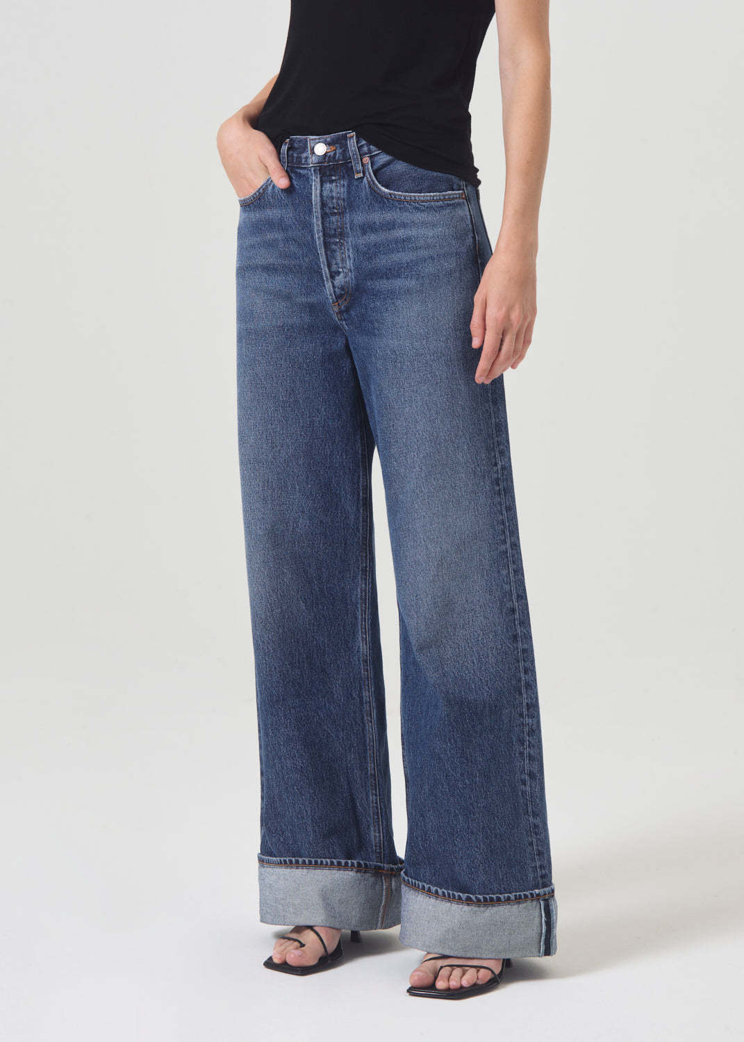 Agolde Dame Rigid High-rise Wide-leg Jeans In Blue