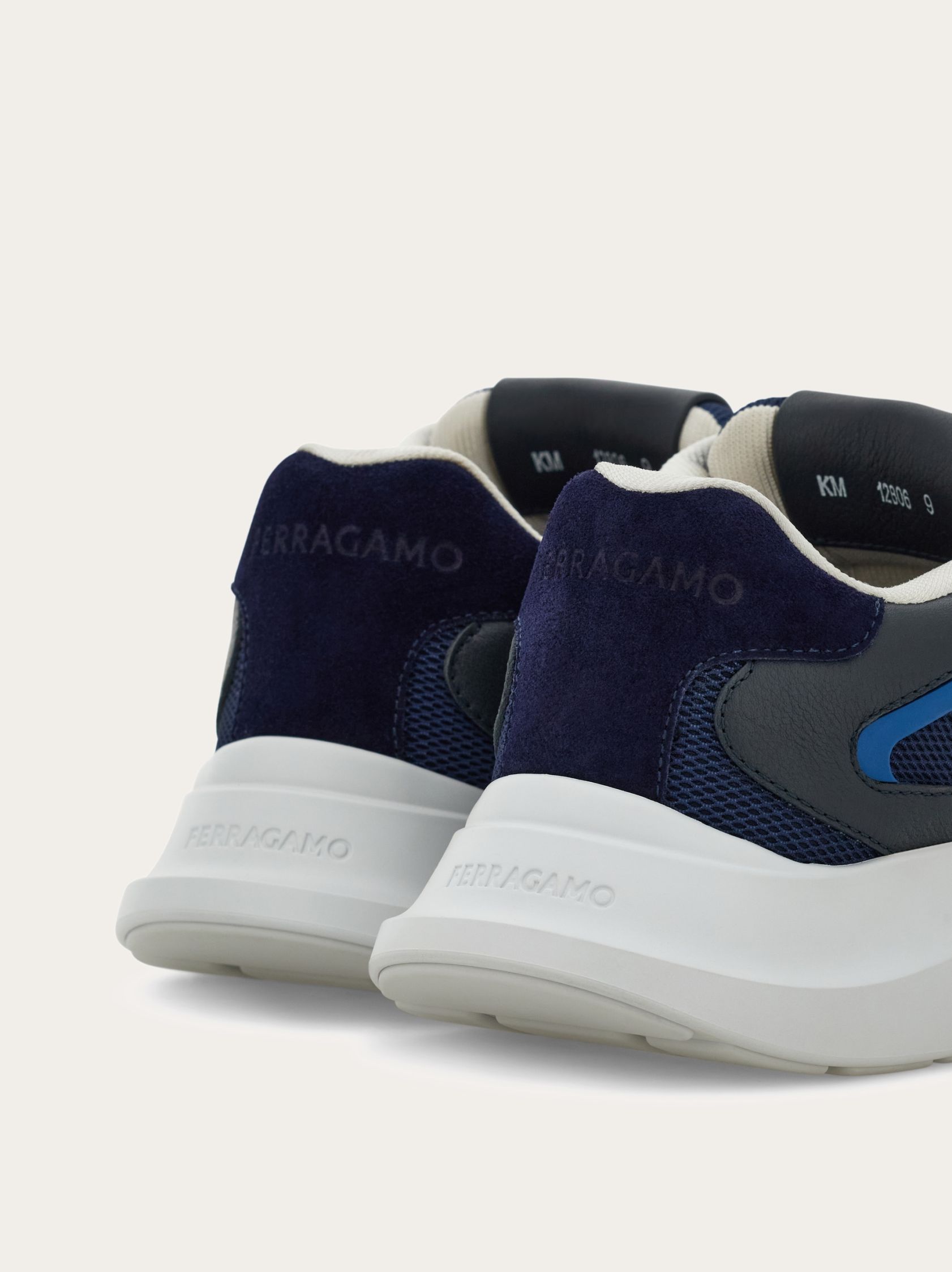 Ferragamo Low Top Sneaker With Gancini Ornament In Blue