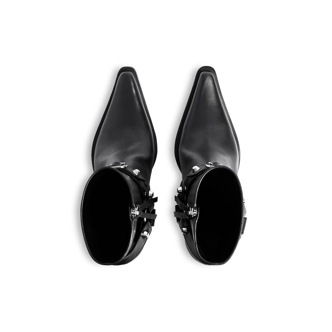 Balenciaga City Calfskin Heeled Ankle Boots In Black