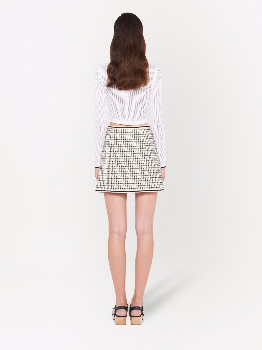 Miu Miu Checked Tweed Skirt In White