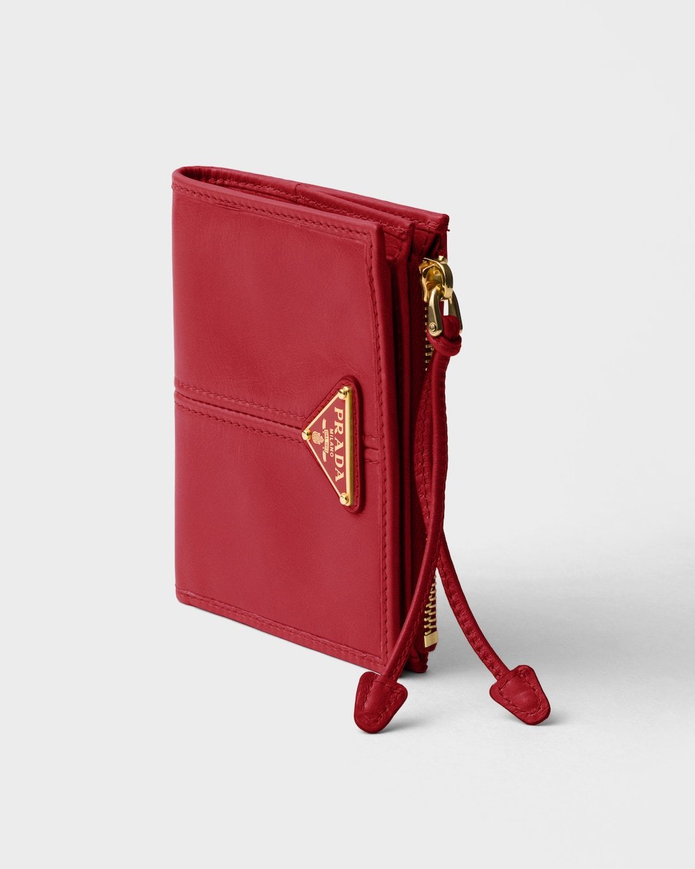 Prada Small Leather Wallet In Red