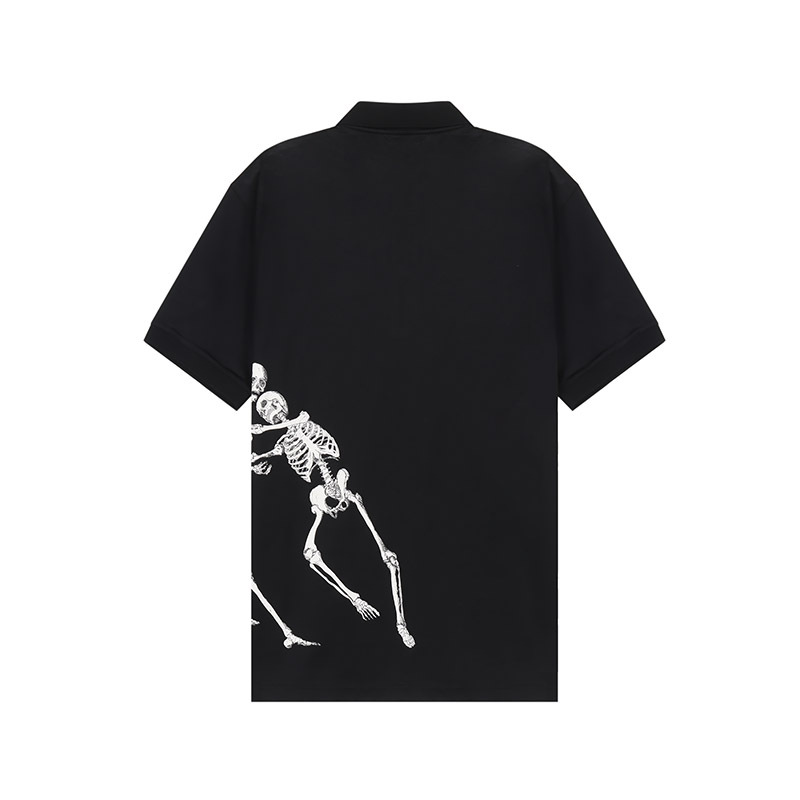 Alexander Mcqueen Skeleton-print Polo Shirt In Black