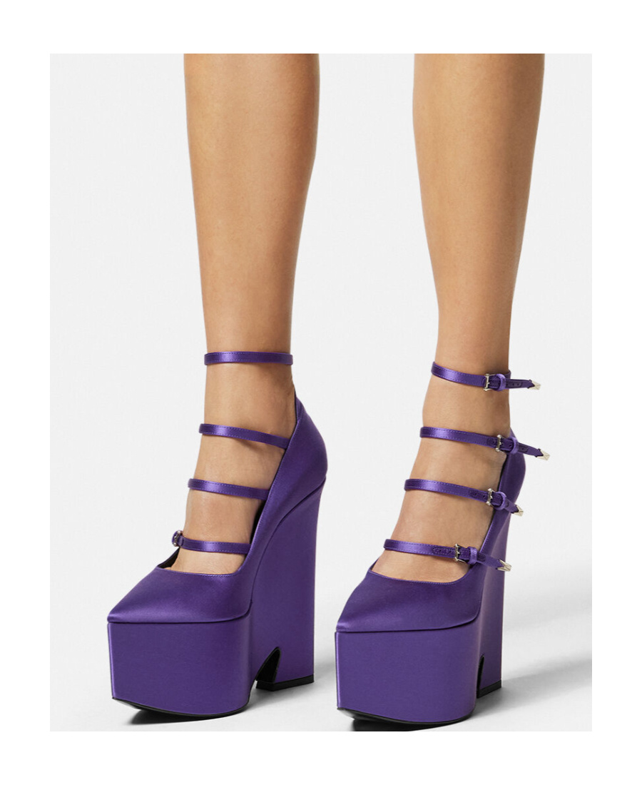 Versace Purple Pointed Toe Pumps In Purple