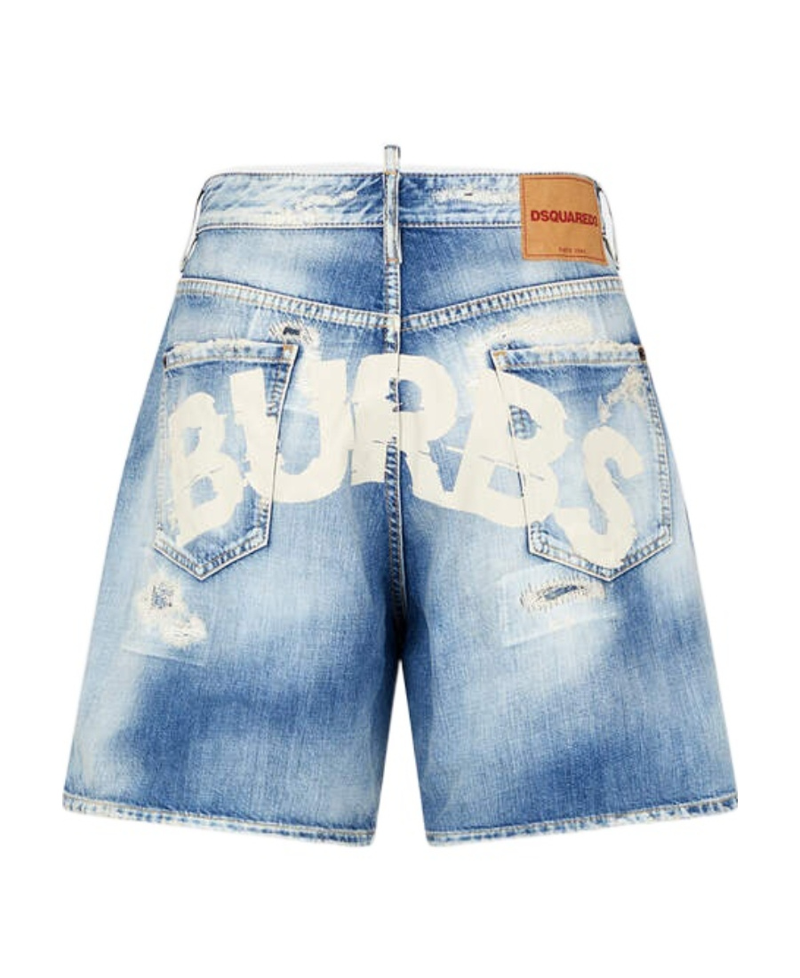Dsquared2 Shark Bite Washed Denim Shorts In Blue