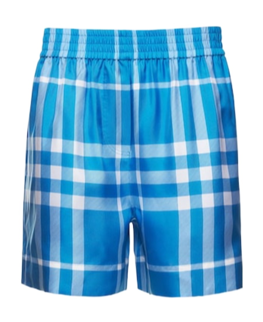 Burberry Tawney Checked Shorts In Blue