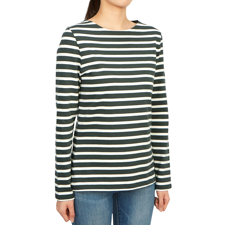 Saint James Striped Logo T-shirt In Black