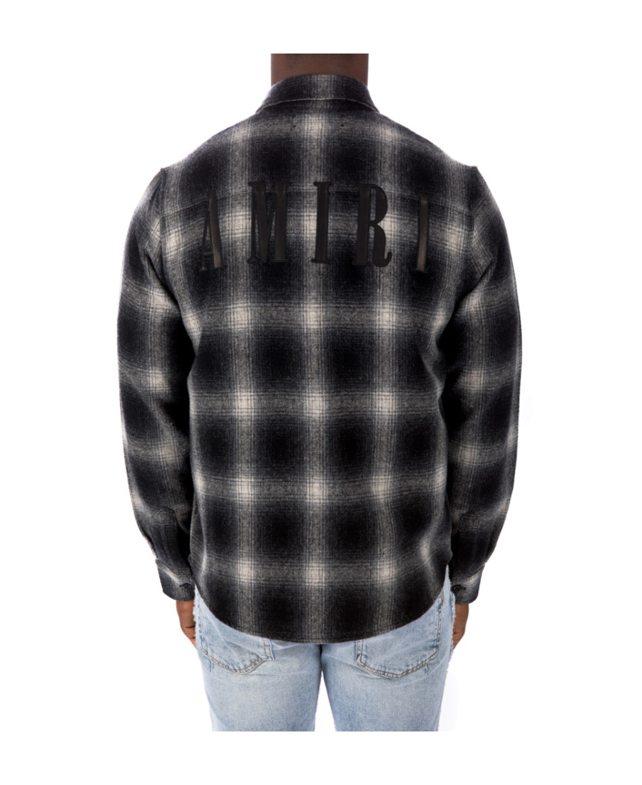 Amiri Logo-patch Check-print Shirt In Black