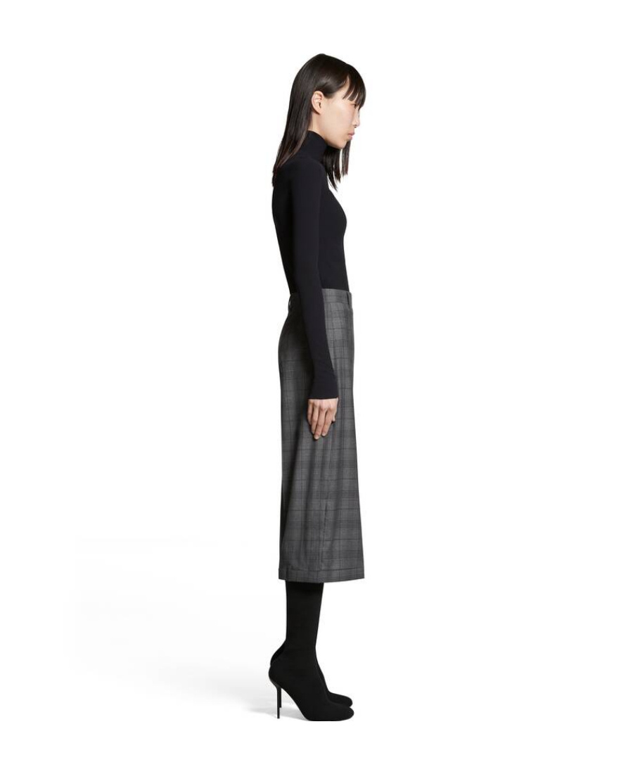 Balenciaga Check-pattern Wool Shorts In Gray