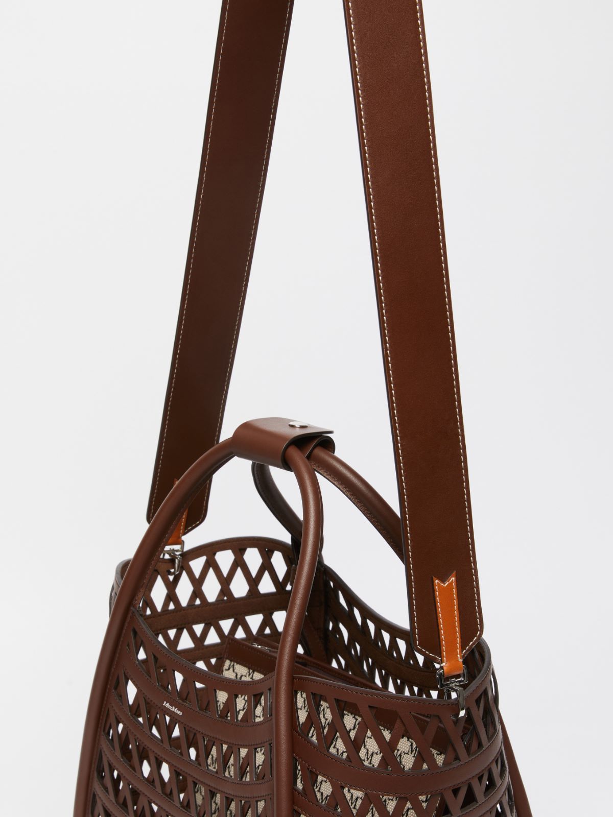 Max Mara Marines Weaving Perforated Leather Handbag With