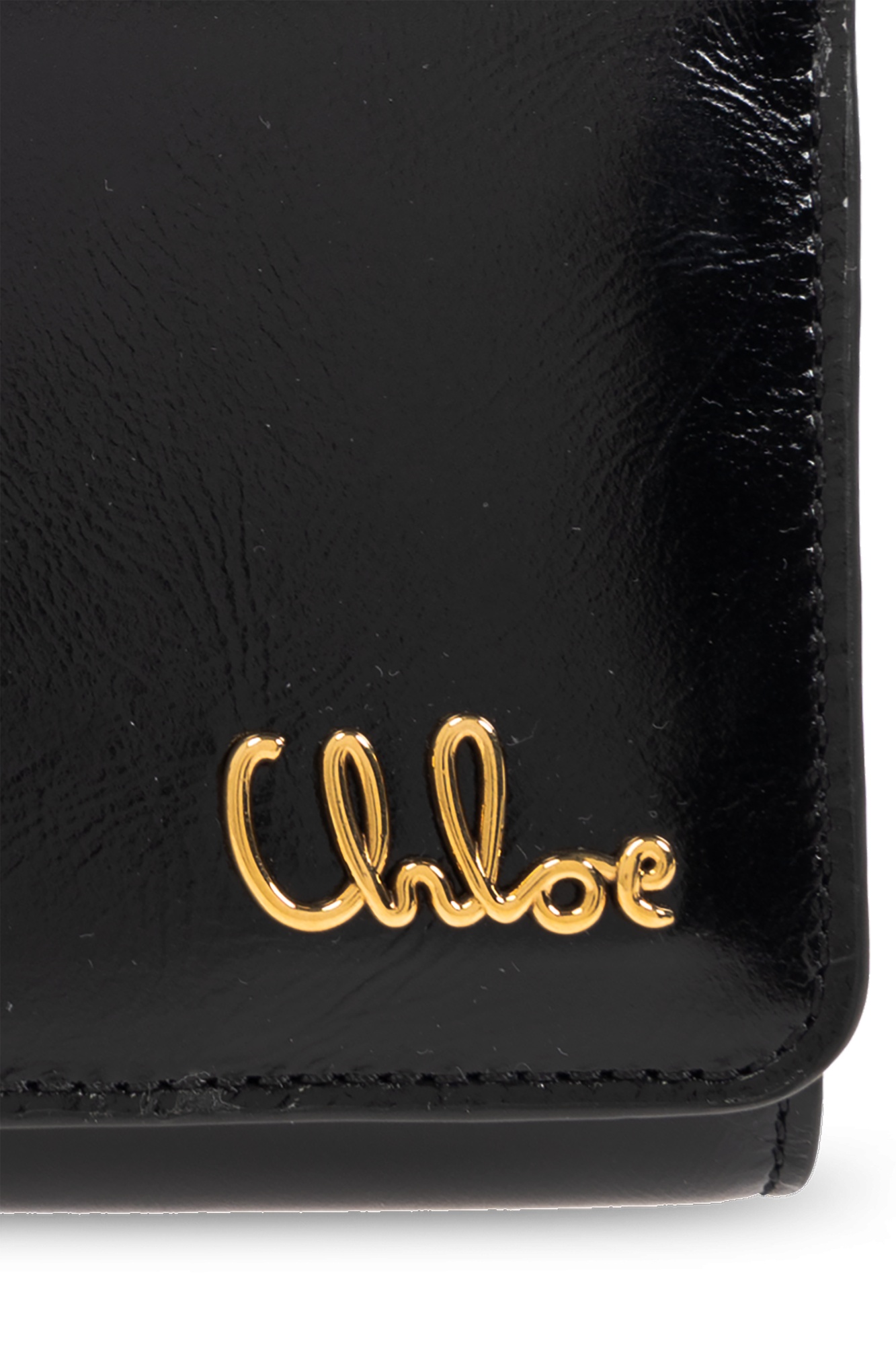 Chloé Iconic Logo Tri-fold Leather Wallet In Black
