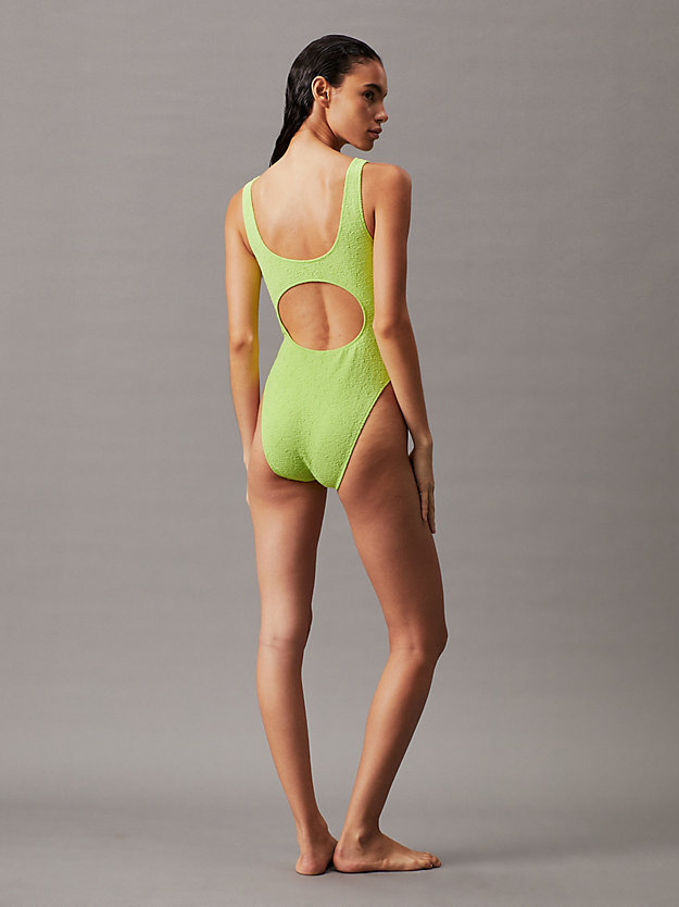 Calvin Klein Logo One-piece Swimsuit In Green