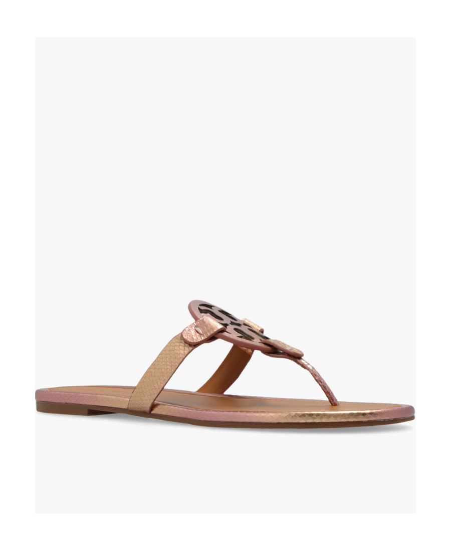 Tory Burch Miller Snake-embossed Sandals In Nude