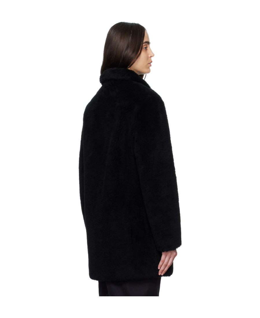 Shop Yves Salomon Logo Coat In Black
