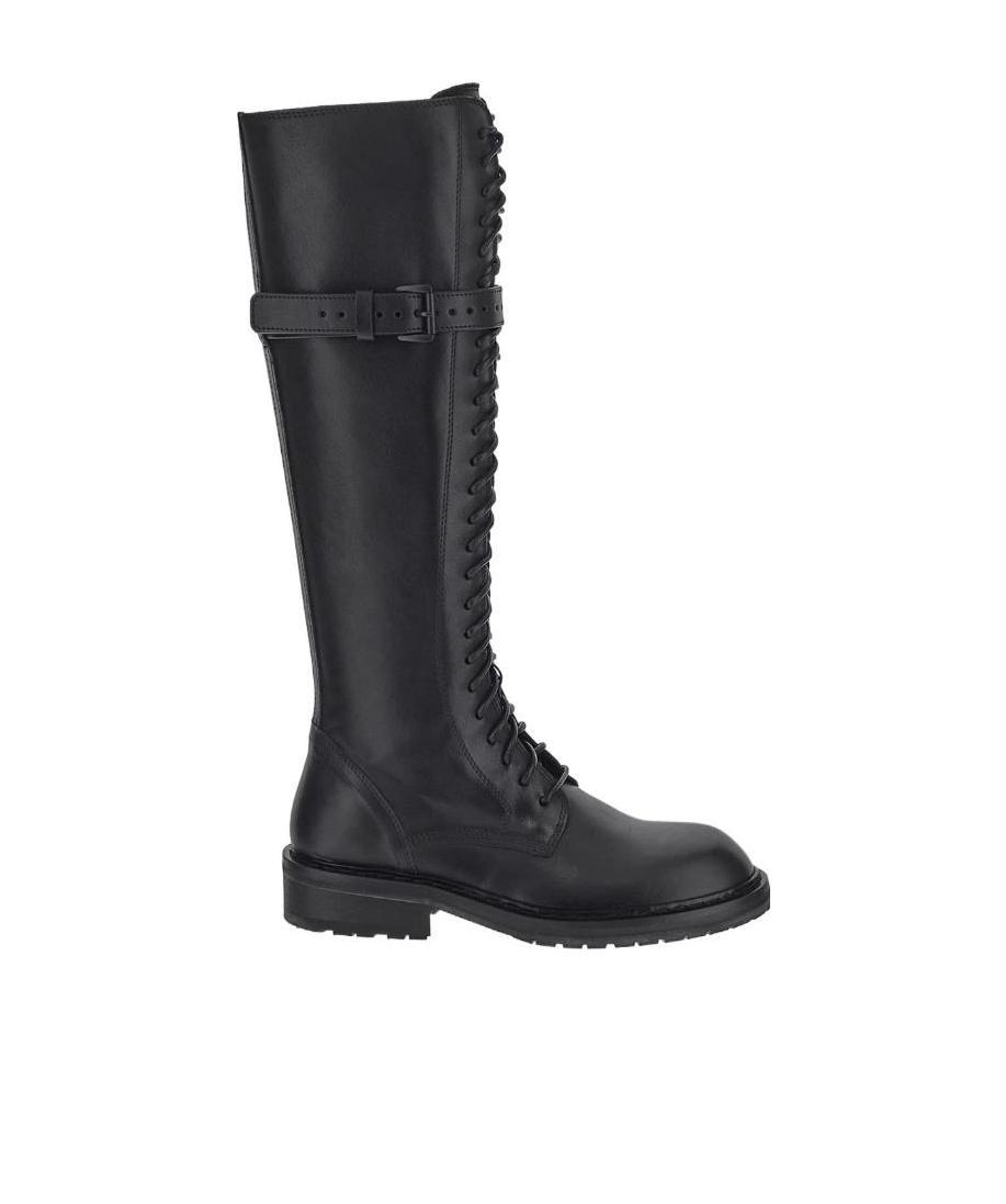 Ann Demeulemeester Logo Lacing Boots In Black