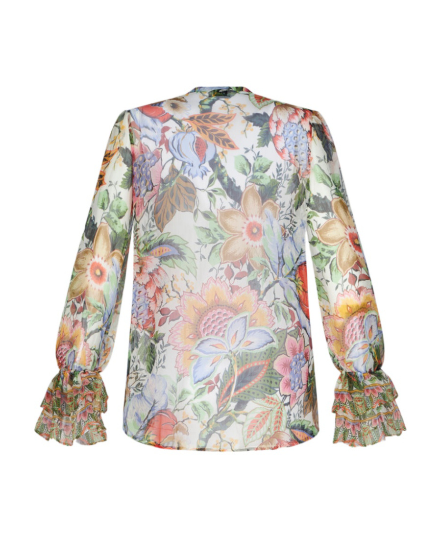 Etro Ruffled Floral-print Silk-crepon Blouse In Multicolor