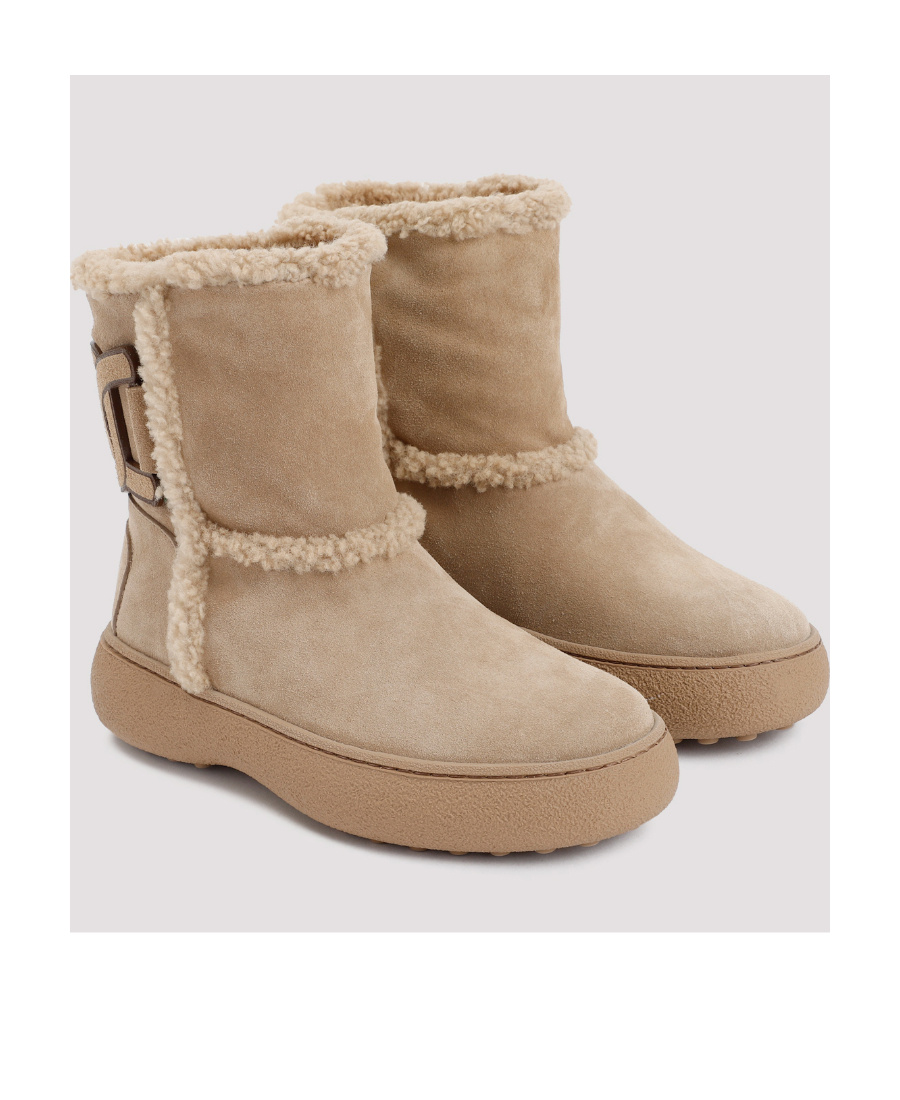 Tod's Women Suede Leather Boots In Nude
