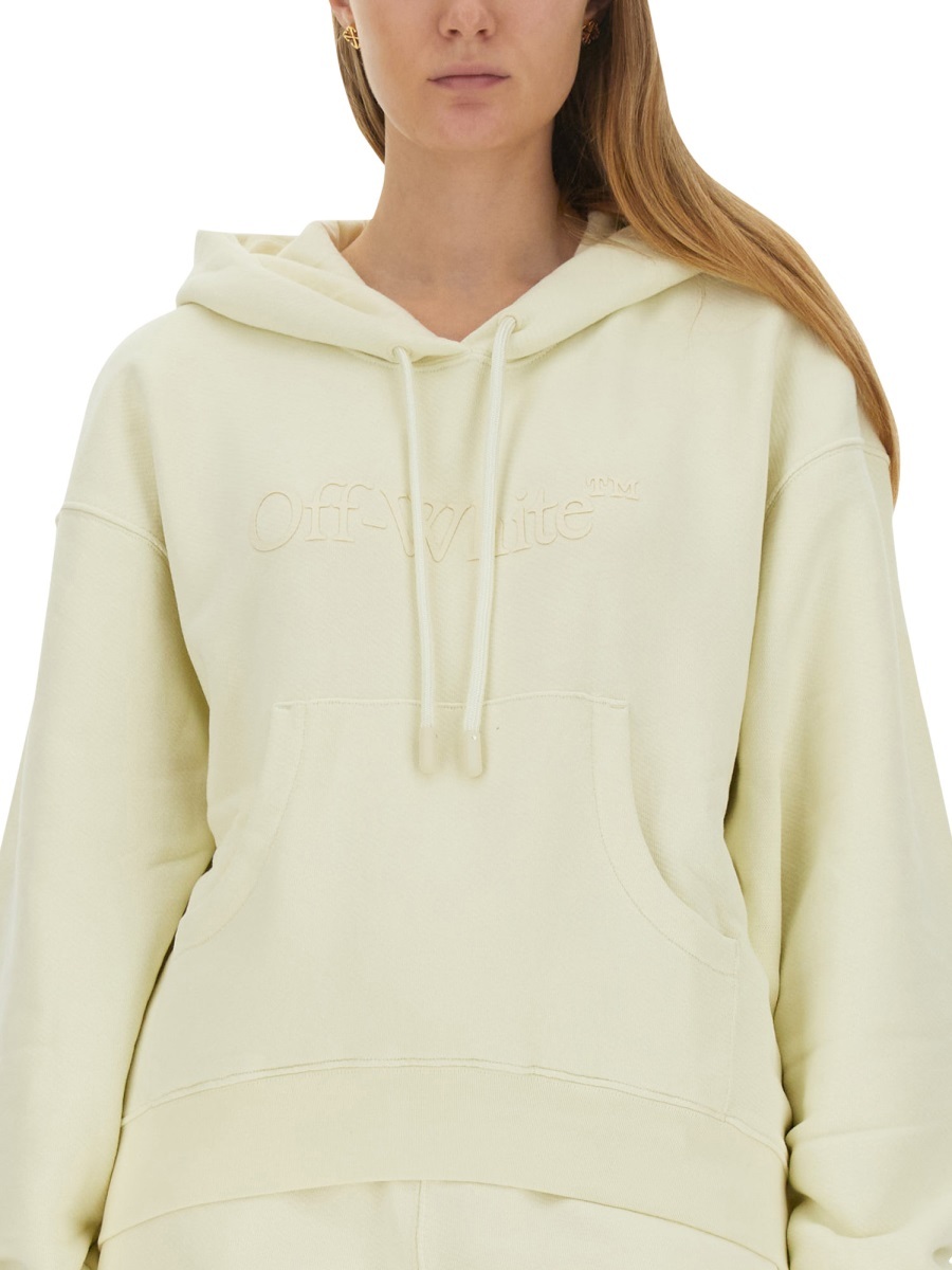 Off-white Crystal-embellished Cotton Hoodie In White