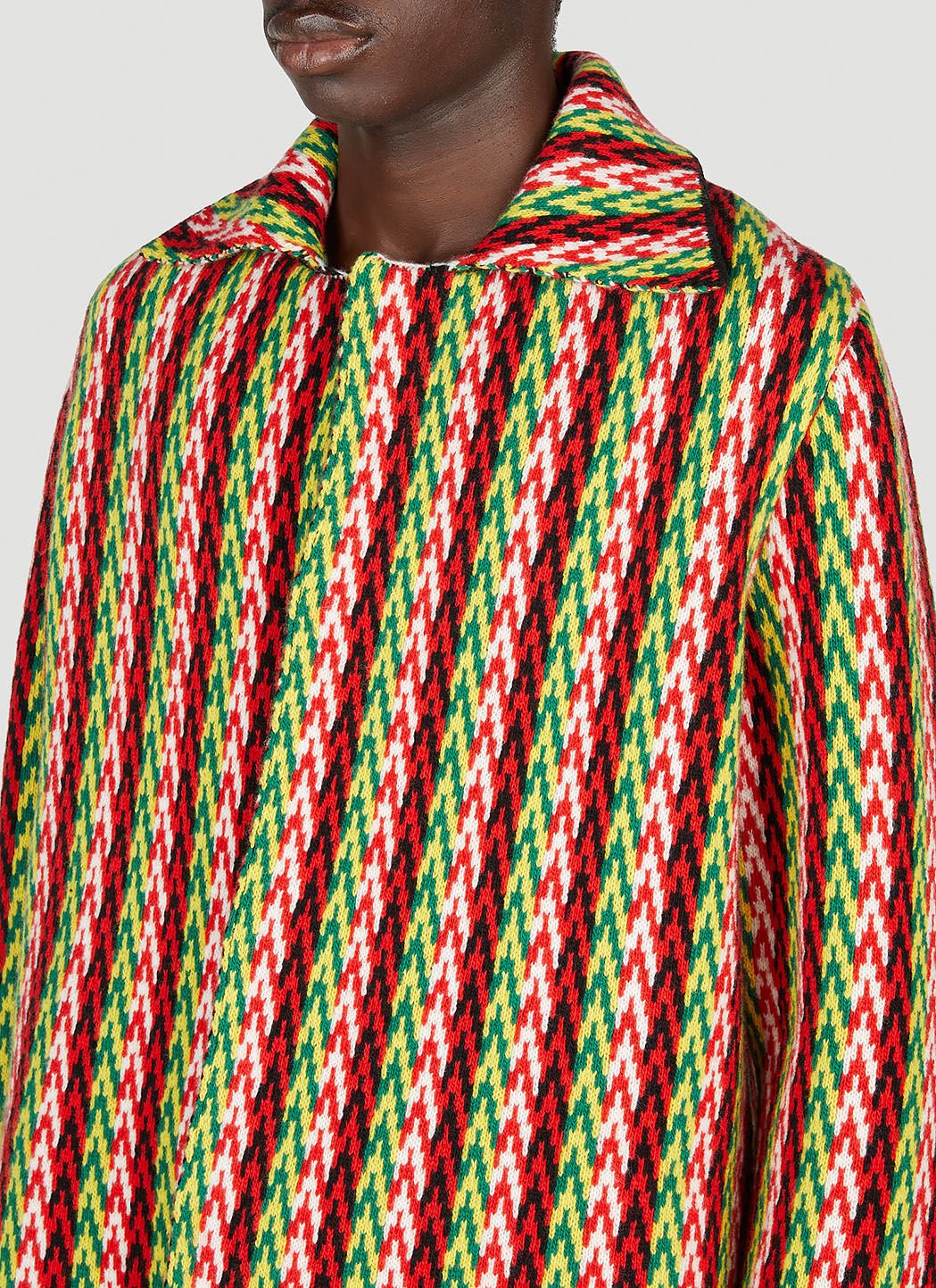 Lanvin Men Curb Chevron Knit Jacket In Multicolor