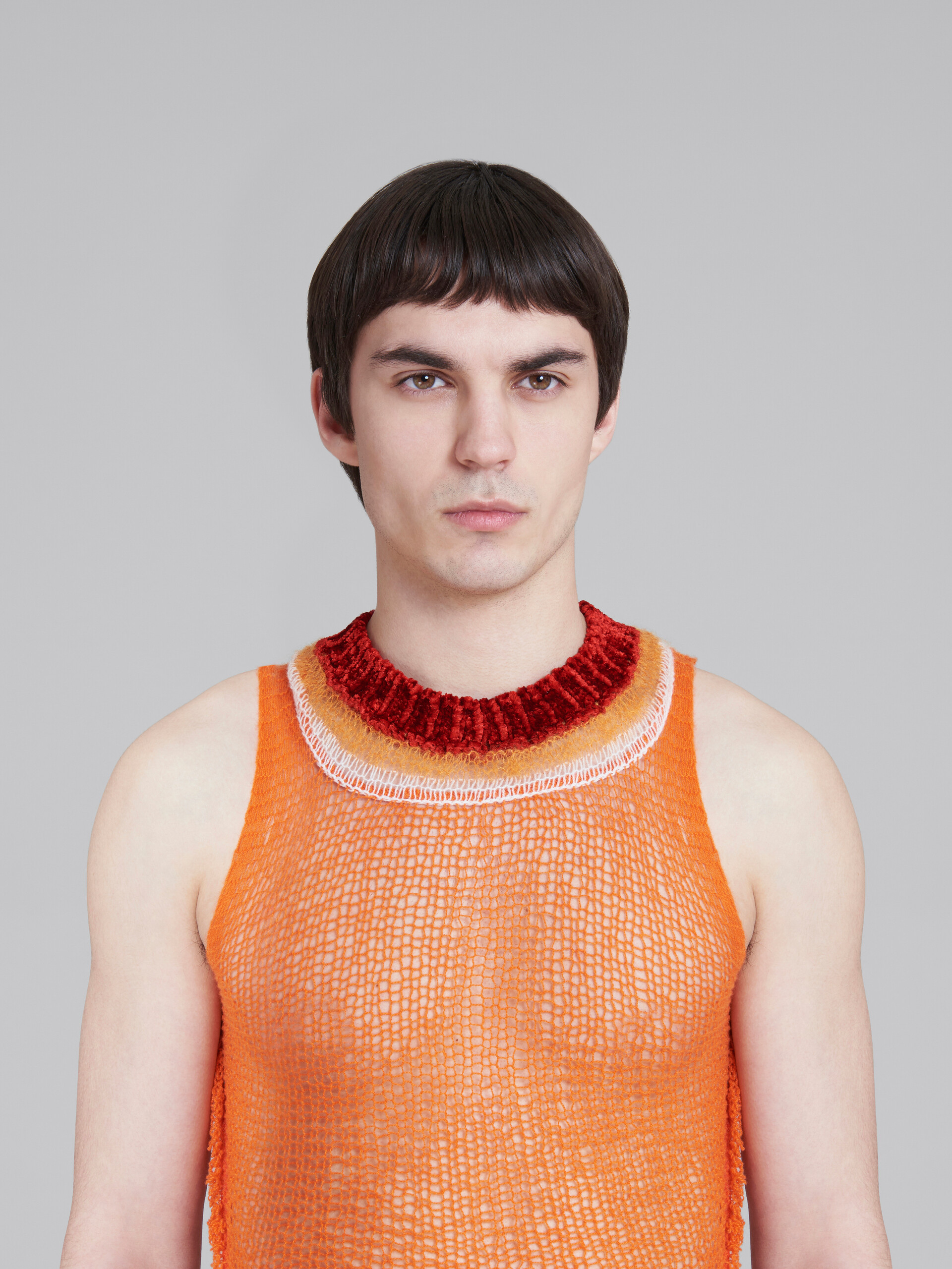 MARNI ORANGE WOOL-CASHMERE TOP WITH CUTOUT