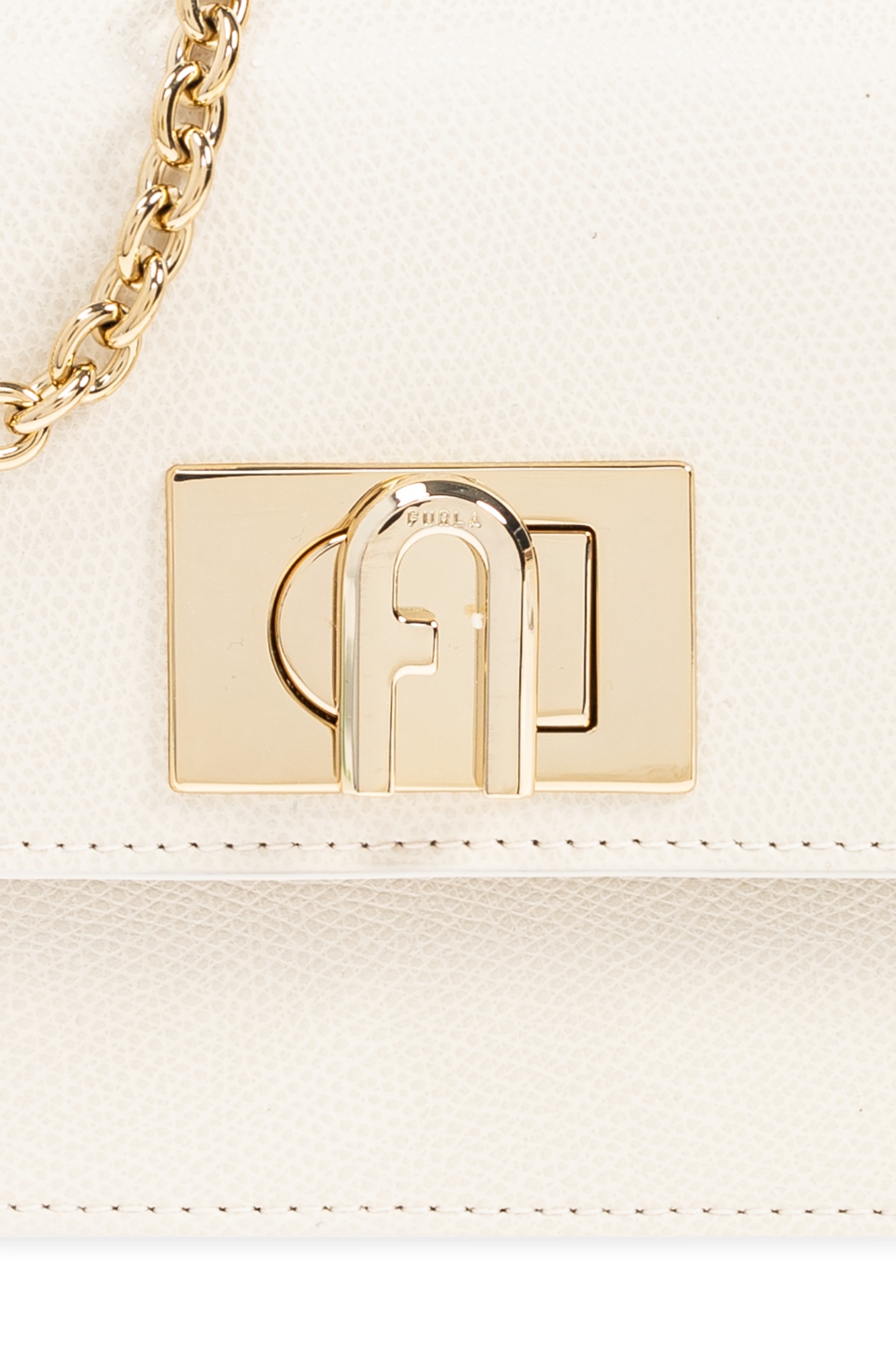 Furla Cream Foldover Top Bag With Twist-lock Closure In Nude