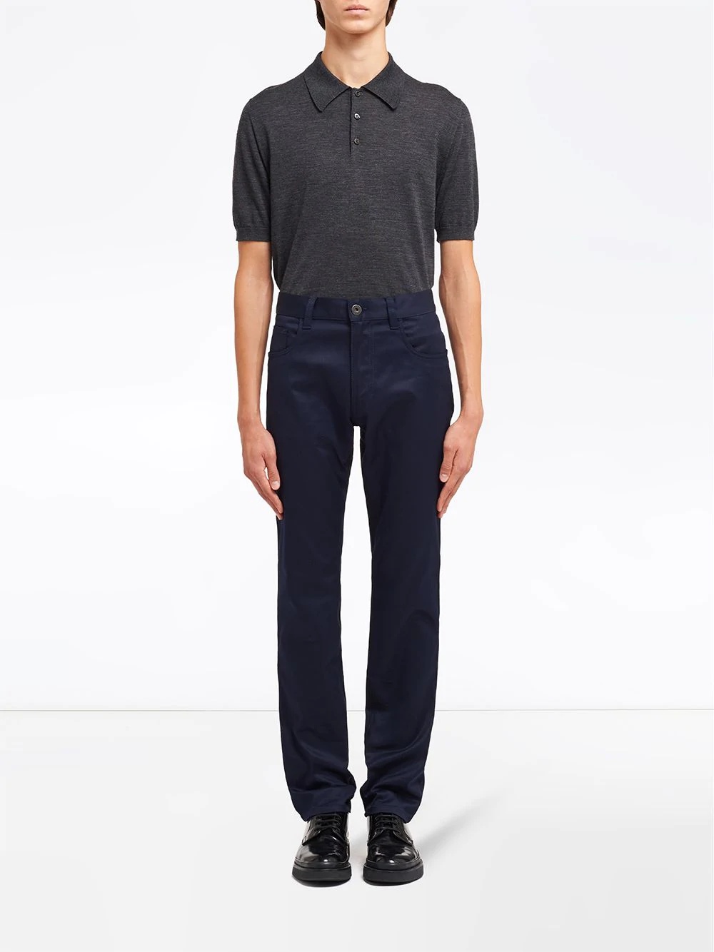 Prada Five-pocket-hose Aus Drillich-stretch In Navy Blue
