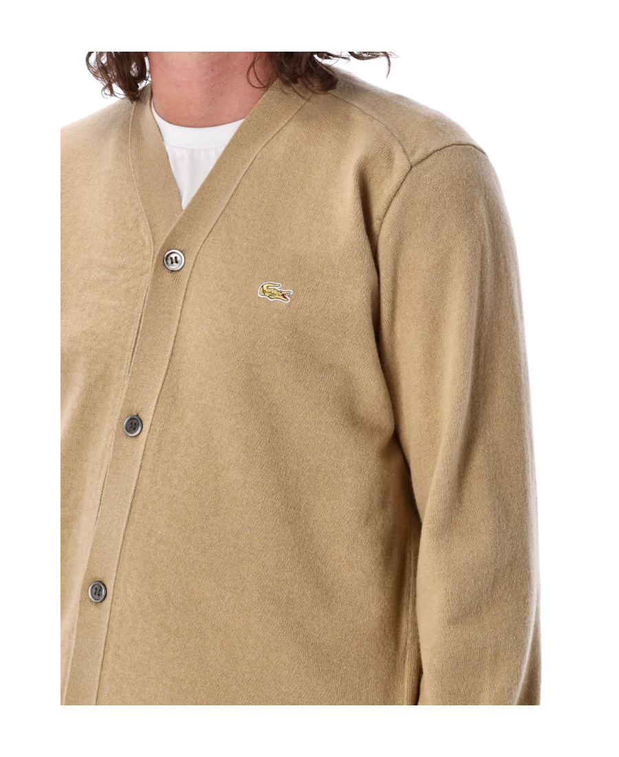 Comme Des Garçons Asymmetrical Knitted Cardigan In Nude