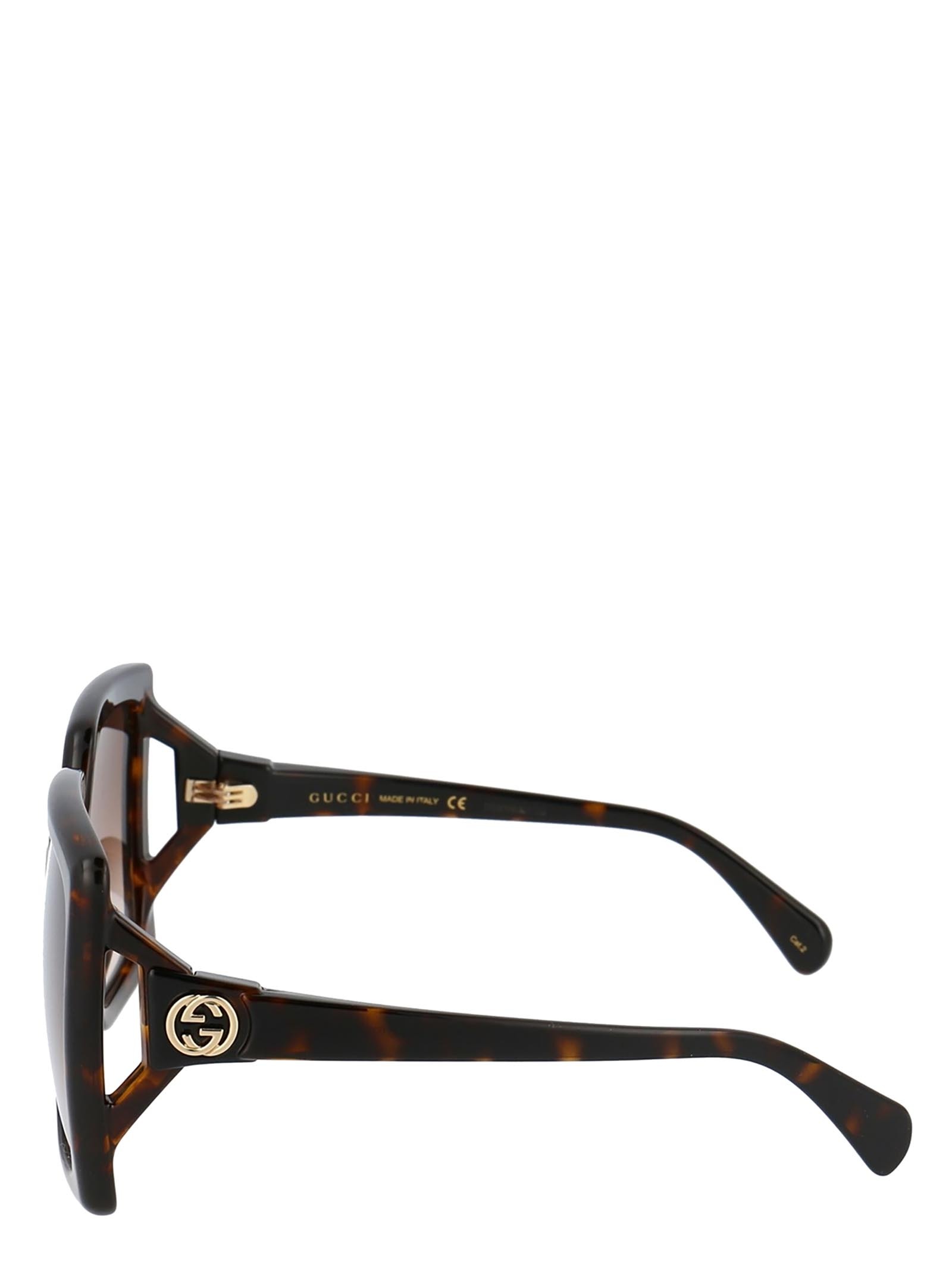 Gucci Tortoiseshell Print Square Sunglasses In Brown
