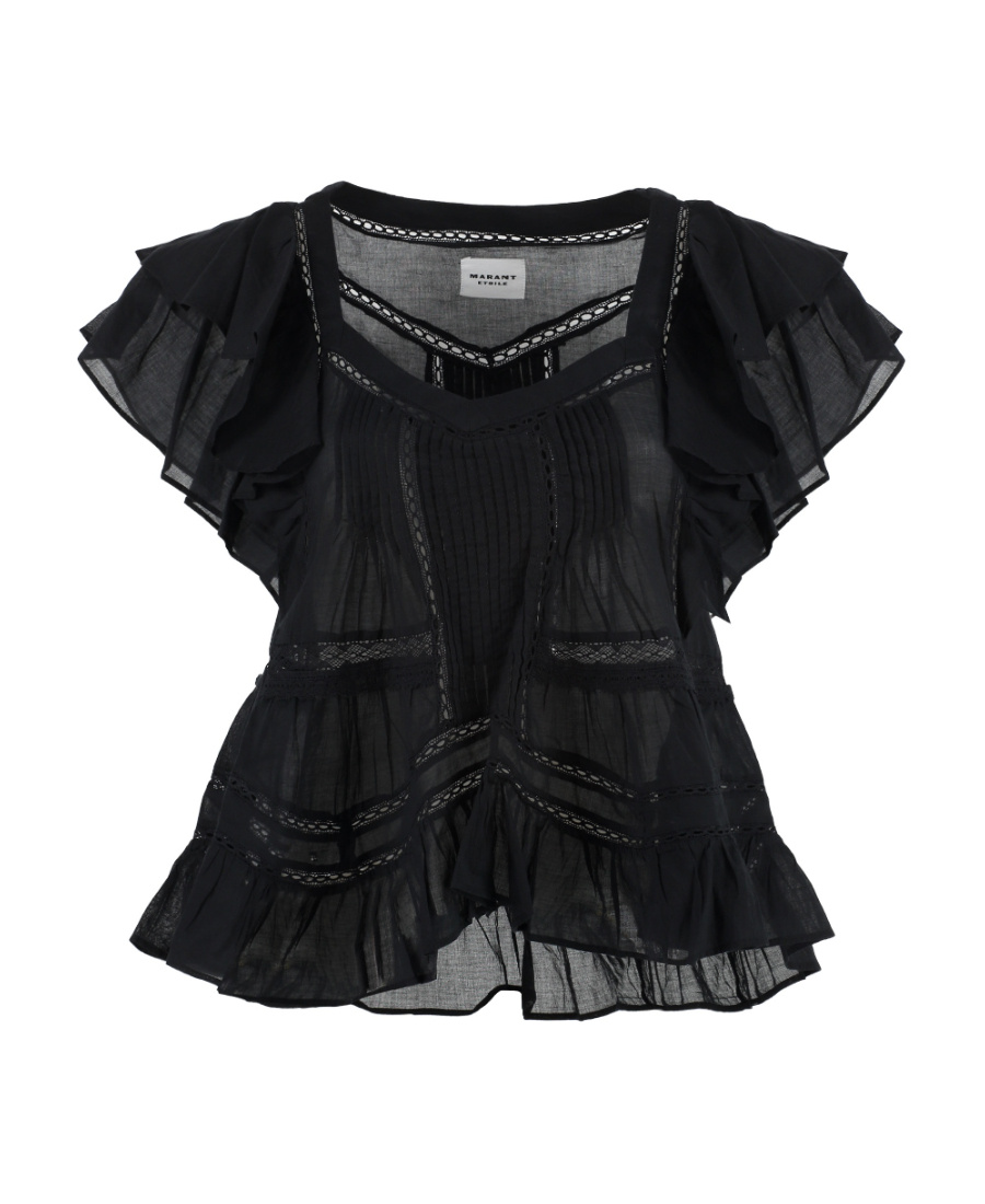 Isabel Marant Étoile Short-sleeve Ruffled Blouse In Black