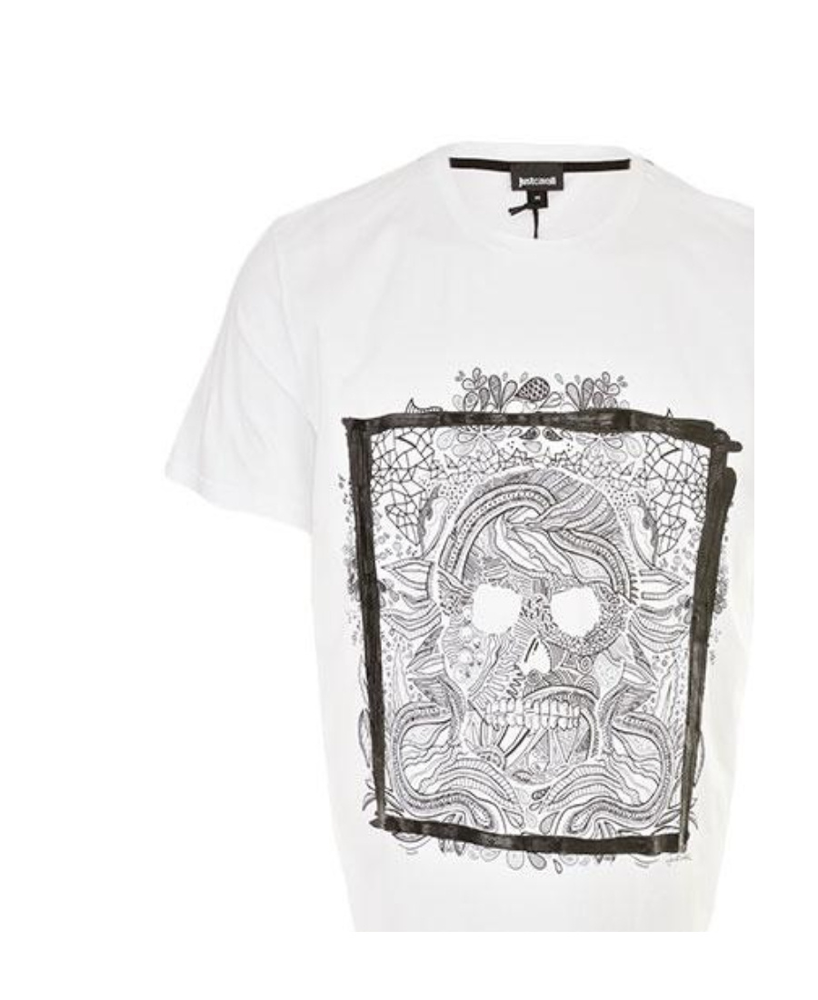 Just Cavalli Pattern Printed Short-sleeved T-shirt In White