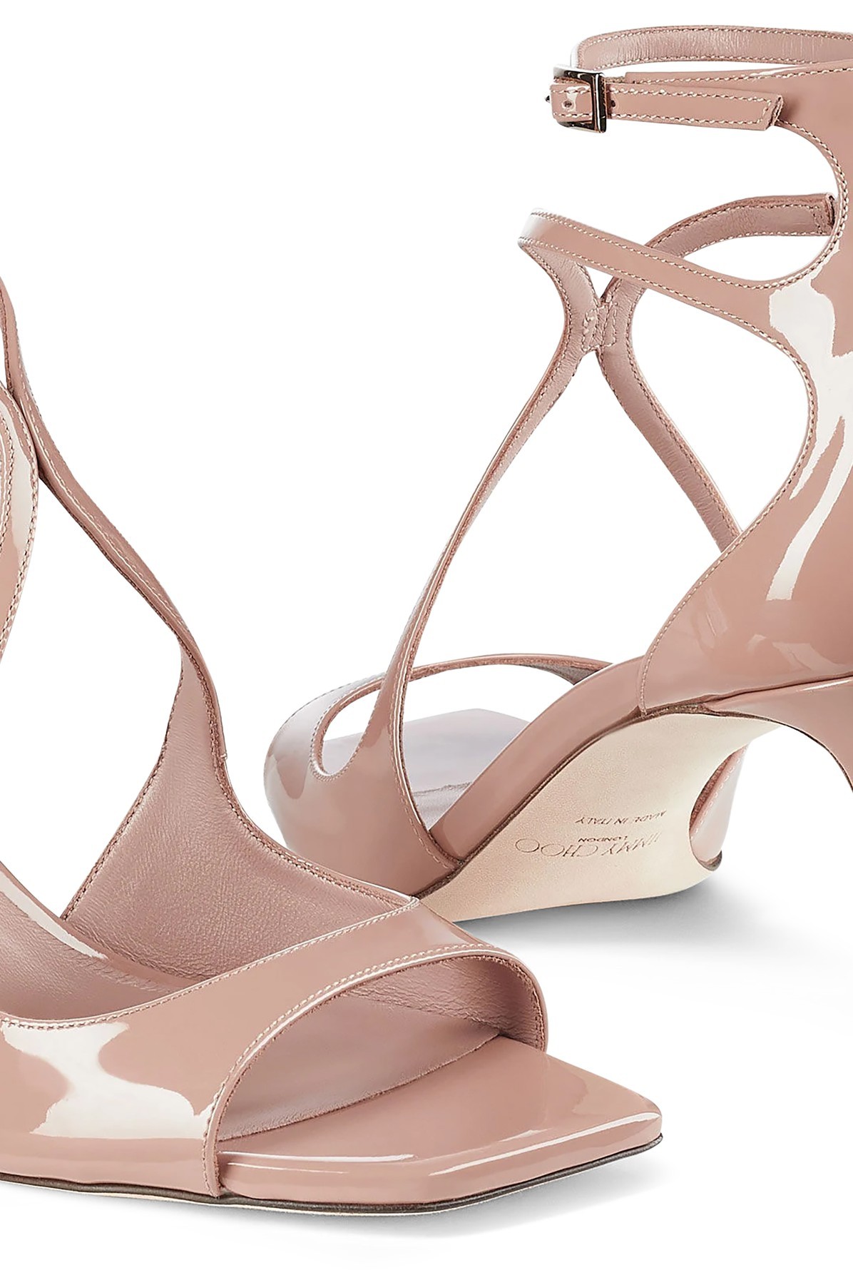 Jimmy Choo Azia 95mm Leather Metallic Sandals In Nude