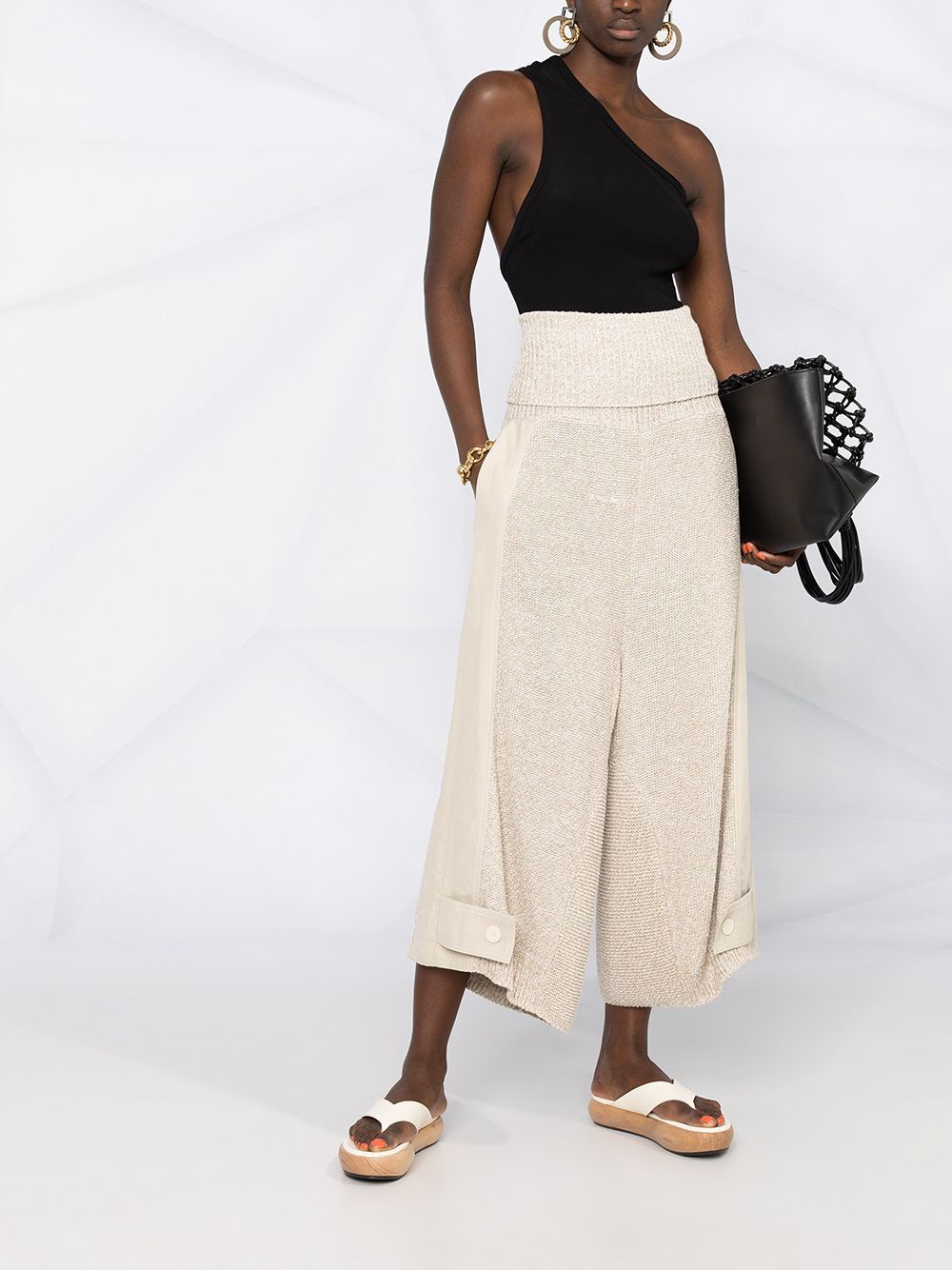 Stella Mccartney Wide-leg Knitted Trousers In Nude