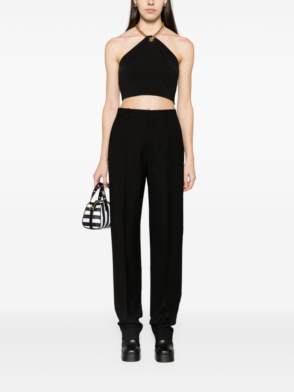 Moschino Chain-link Cropped Top In Black
