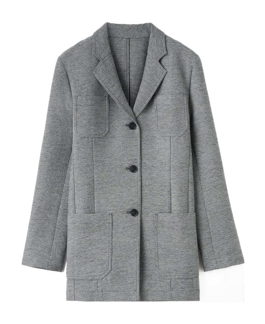 Totême Toteme Womens Grey Melange Single-breasted Jersey Wool And Recycled Polyamide-blend Blazer In Gray