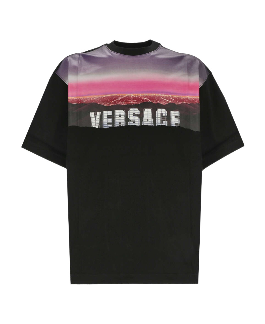Versace Hills Print T-shirt In Black