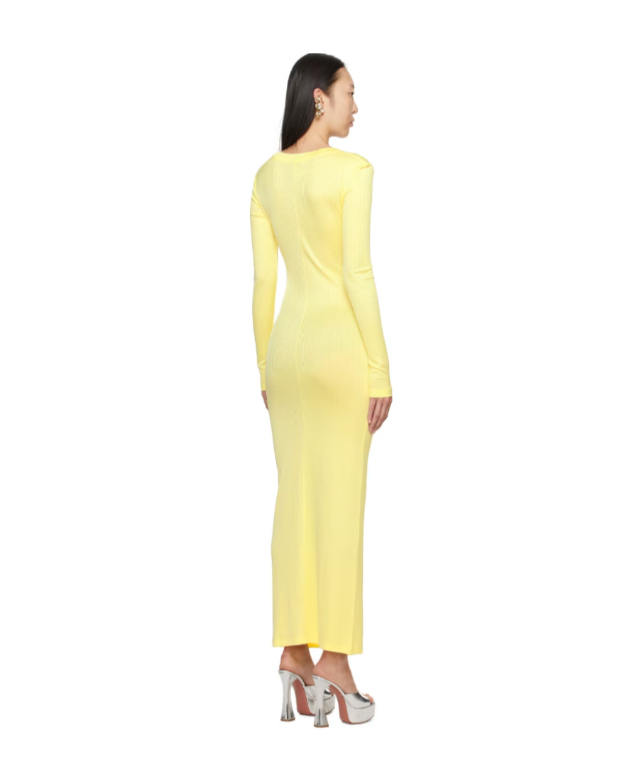Shop Area Rib Knitted Dress In Yellow