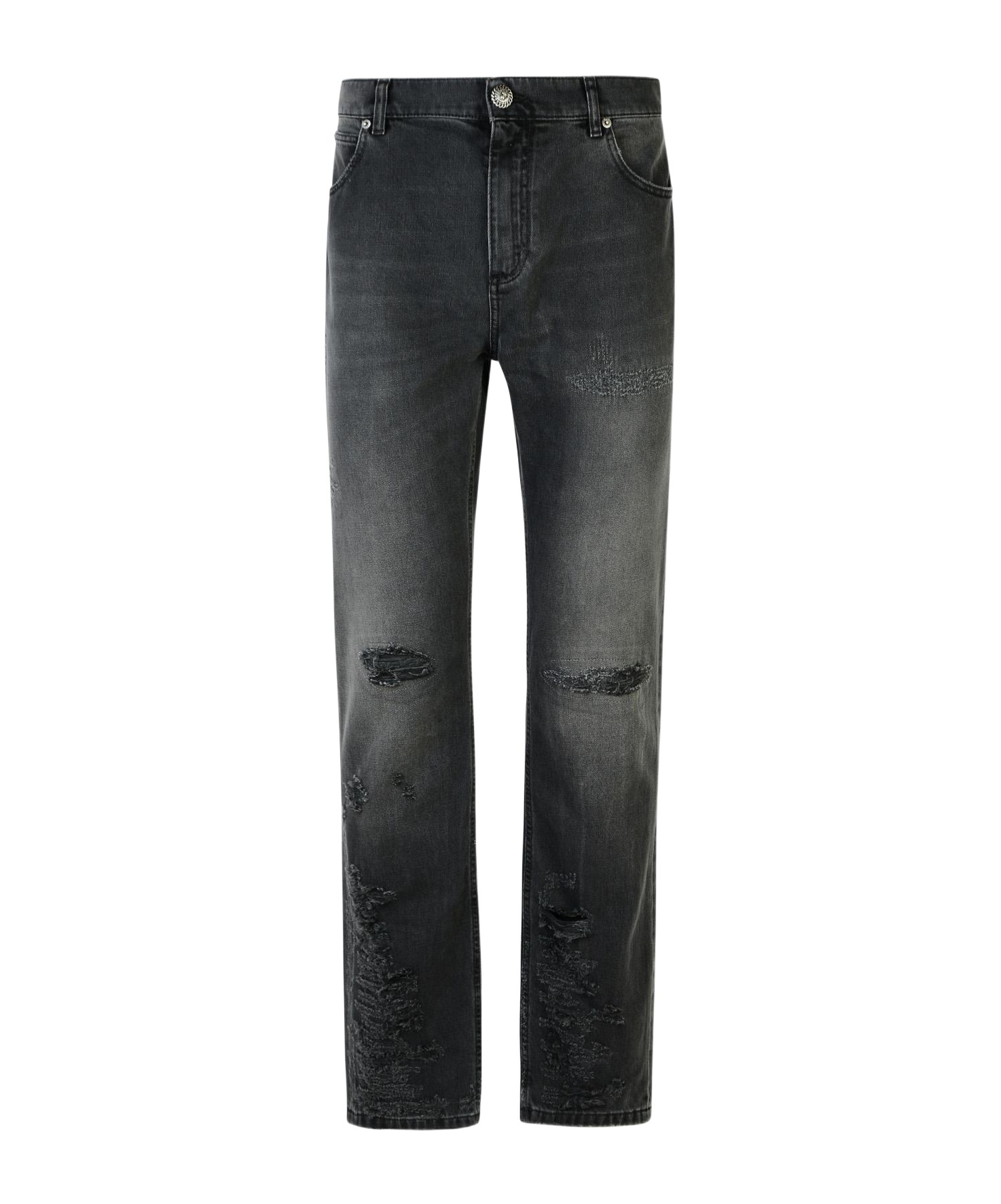 Balmain Black Cotton Jeans In Black