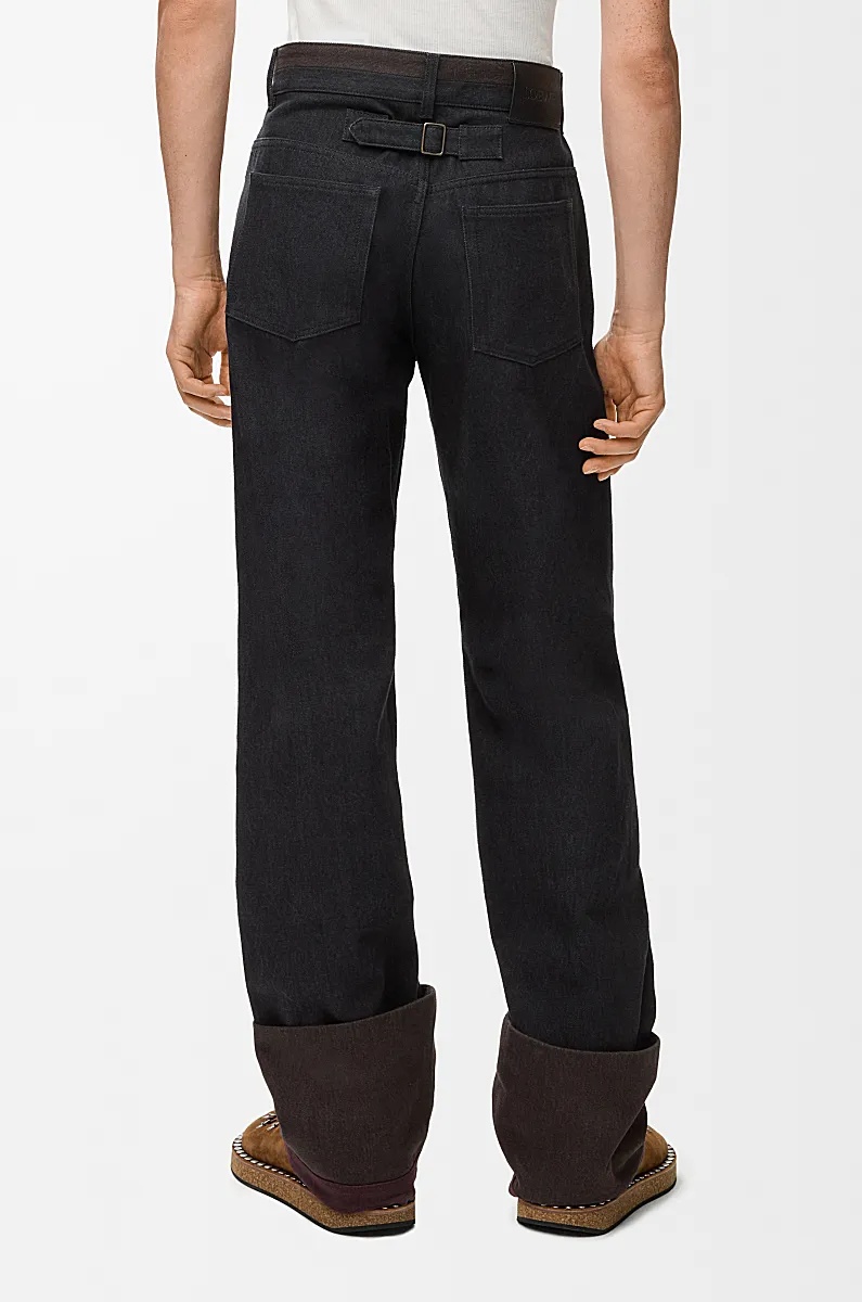 Loewe Denim Cuffed Jeans In Black