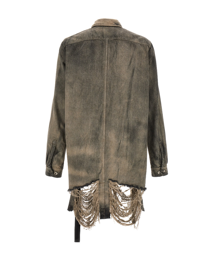 Rick Owens Drkshdw Raaw-edge Denim Overshirt In Green