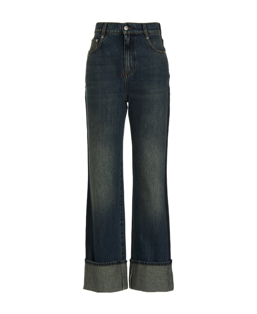 Alexander Mcqueen Turn-up Hem Straight-leg Jeans In Blue