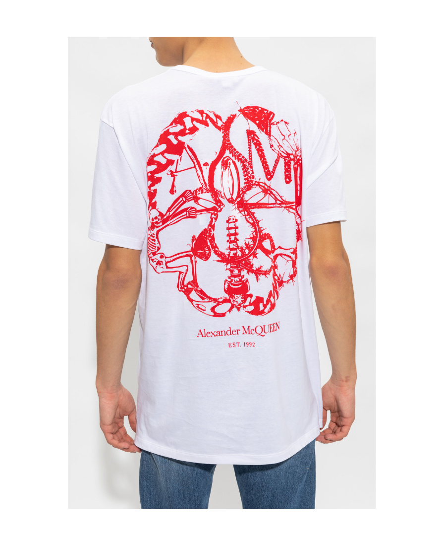 Alexander Mcqueen Graphic-print Cotton T-shirt In White