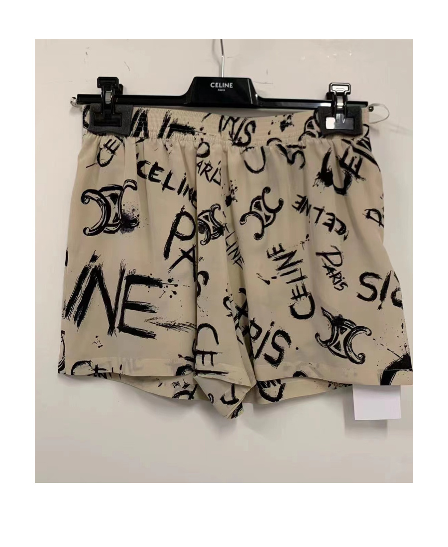 Celine Logo Shorts In Nude