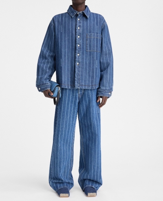 Jacquemus La Chemise Boulanger Blue Stripe Cotton Shirt In Blue