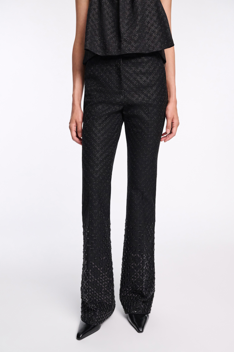 Dorothee Schumacher Degrade Sequin Embellished Flares In Punto Milano In Black