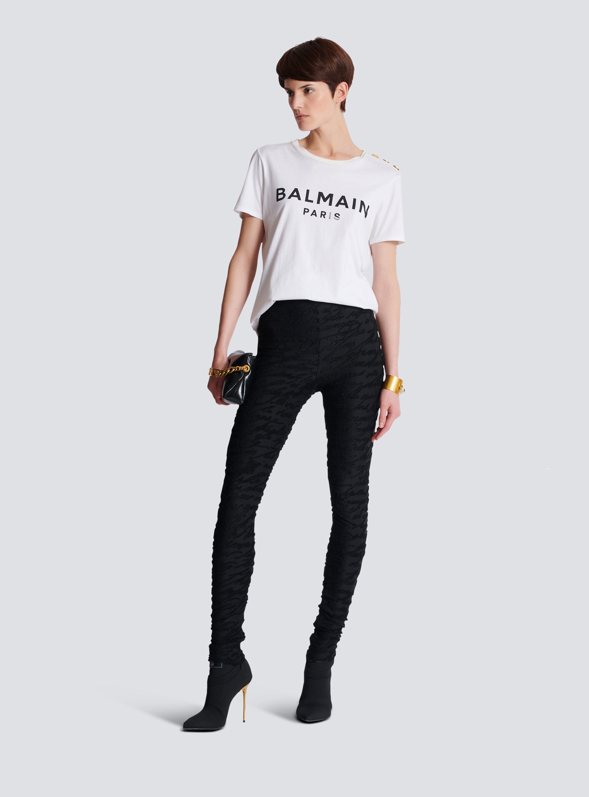 Balmain Baroque Jacquard Leggings In Black